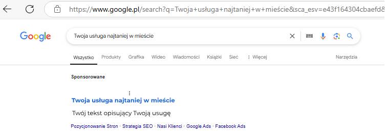 Reklama w sieci wyszukiwania Google Ads
